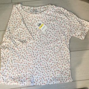 Hippie Rose Relaxed Knit Ivory Floral T shirt NWT